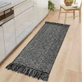 Collive Kitchen Runner Rug, 2 x 4.3 Cotton Hand-Woven Reversible Washable Rug, Black Bathroom Rugs Modern Farmhouse Hallway Ca