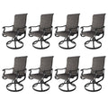 Amopatio Patio Swivel Chairs Set Of 8, Outdoor Swivel Rocker Dining Chairs With All Weather Textilene High Back & Metal Frame, F