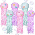 VioraWhite 18 Pcs Mermaid Birthday Party Decorations 6 Pcs 9.8 Hanging Jellyfish Paper Lanterns 8 Starfish Decor 2 Holographic