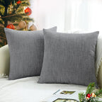 Decoruhome Christmas Decorative Throw Pillow Covers 18X18 Set Of 2, Farmhouse Textured Pillow Covers, Chenille Pillow Covers For