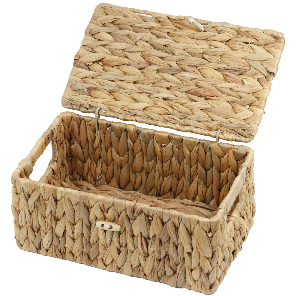 ORDELITE Water Hyacinth Wicker Storage Basket with Lid, Small