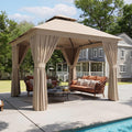 Aoxun Outdoor Gazebo for Patio 10x10 Metal Frame Canopy with Double Roofs Heavy Duty Party Tent and Shelter with Mosquito Nettin