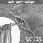 Melodieux Silver Gray Semi Sheer Curtains 72 Inches Long For Bedroom, Living Room Linen Look Privacy Window Rod Pocket Sheer Dra