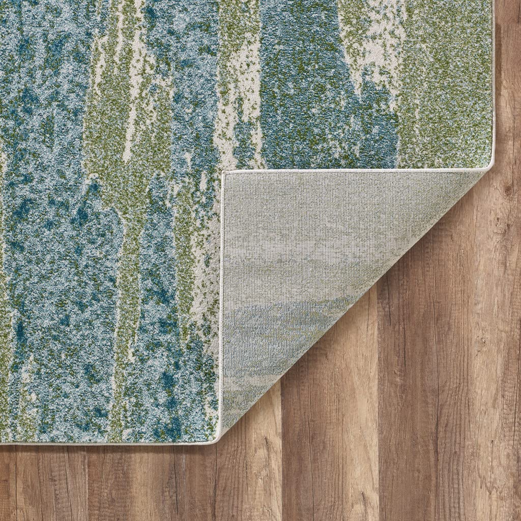 HomeRoots Heat-Set Polypropelene 7’ x 10’ Blue Sage Impressionistic Ocean Area Rug
