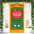 Sunwer Happy Teacher Week Door Cover May Thank You Teachers Decoration School Classroom Front Porch Sign Backdrop Banner