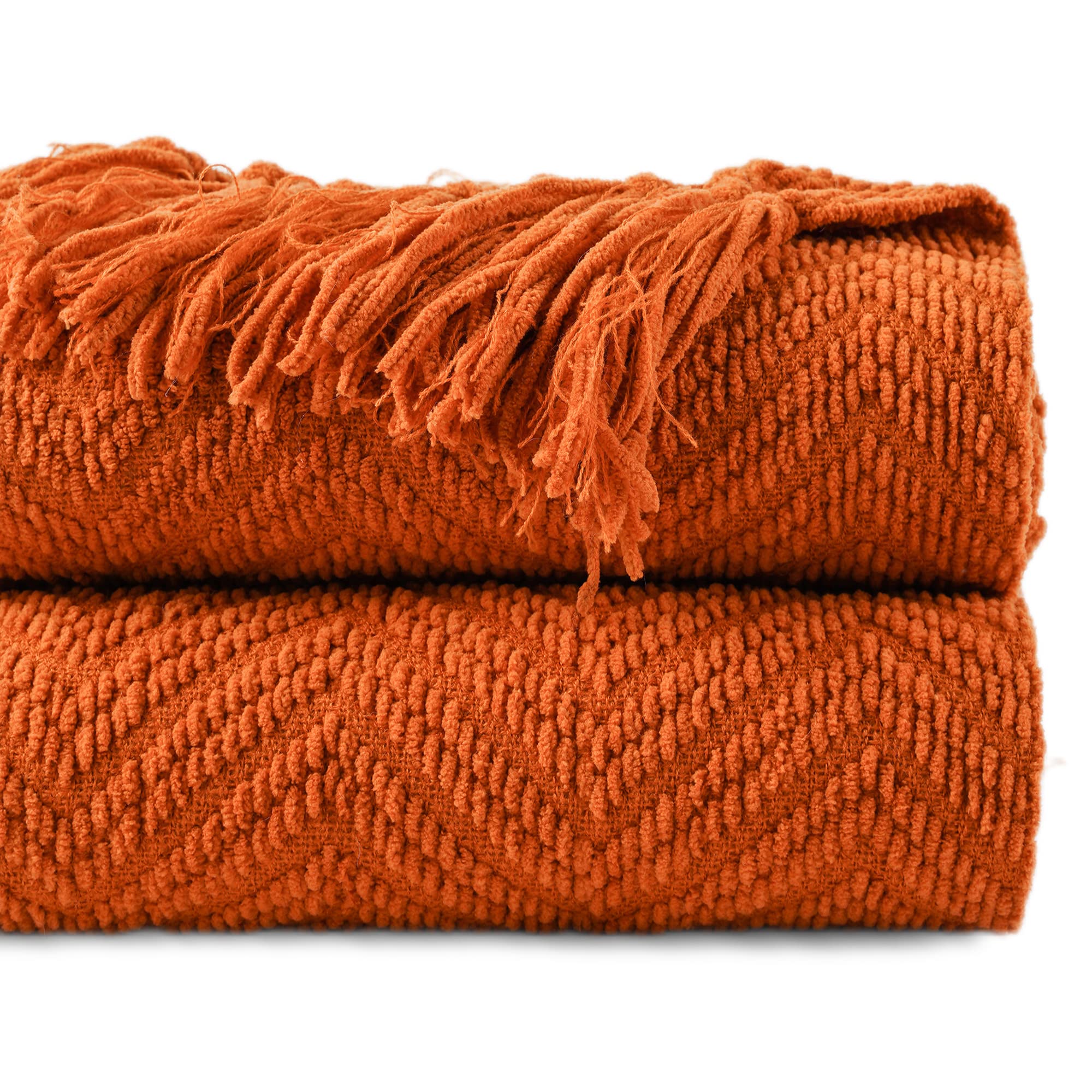 Battilo Home Burnt Orange Throw Blanket For Couch, Knit Fall Decor Blanket Versatile For Chair, Decorative Halloween Blanket Wit