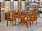 East West Furniture AVPL7-SBR-W 7 Piece Modern Dining Table Set Consist of an Oval Wooden Table with Butterfly Leaf and 6 Dining Chairs, 42x60 Inch, Saddle Brown