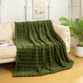 Yusoki Faux Fur Throw Blanket With 3D Bubbles Super Soft Fuzzy Cozy Thick Blanket For Couch Chair Sofa Gift Home D  Cor(Olive Gr