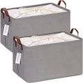 Hinwo 31L Large Storage Bins, 2-Pack Closet Organizers and Storage, Foldable Clothes Storage Baskets with Handles, Containers fo