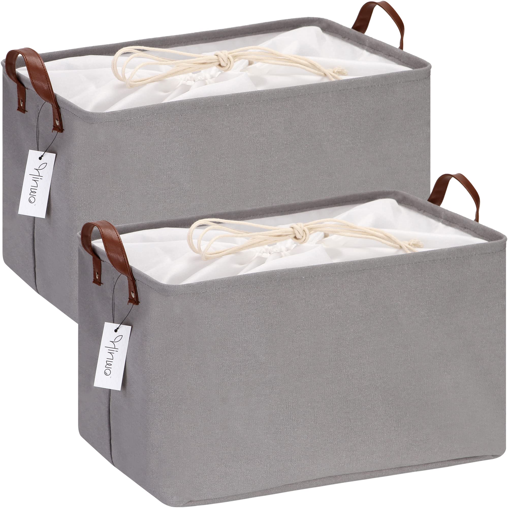 Hinwo 31L Large Storage Bins, 2-Pack Closet Organizers and Storage, Foldable Clothes Storage Baskets with Handles, Containers fo
