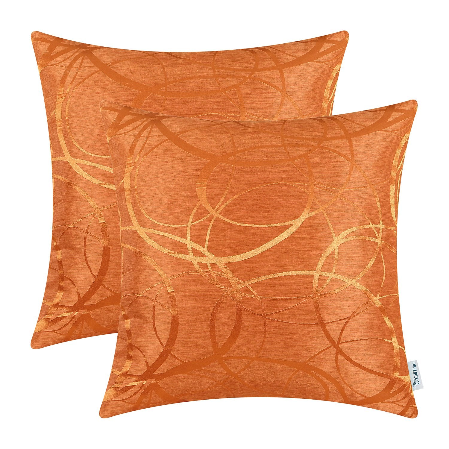 Calitime Fall Throw Pillow Covers Pack Of 2 Modern Shining & Dull Contrast Circles Rings Accent Geometric Cushion Cases Shells F