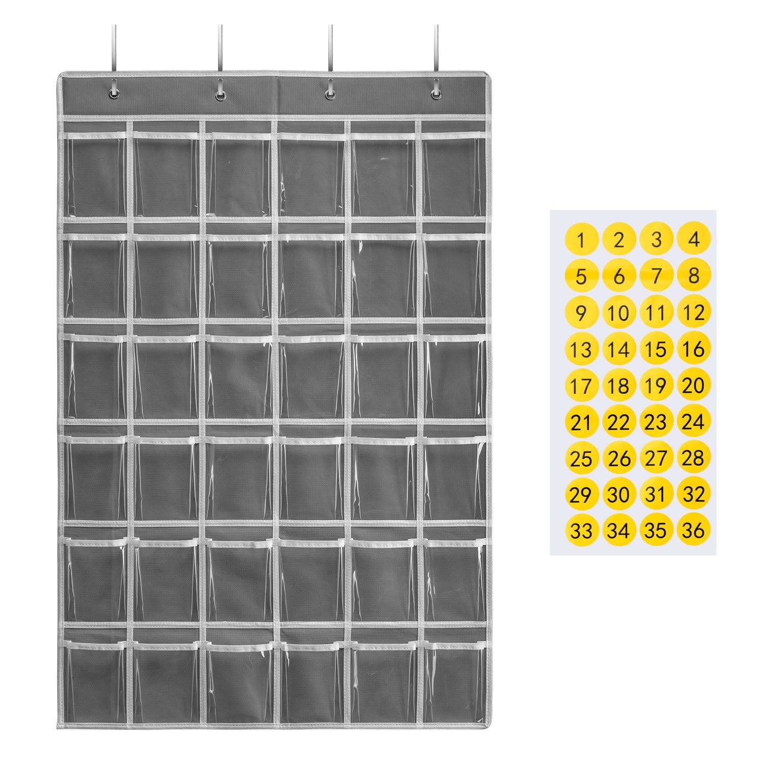 Saverho 36 Clear Pockets Classroom Pocket Chart For Cell Phones And Calculator Holder, Pocket Chart For Classroom Phone Holder W