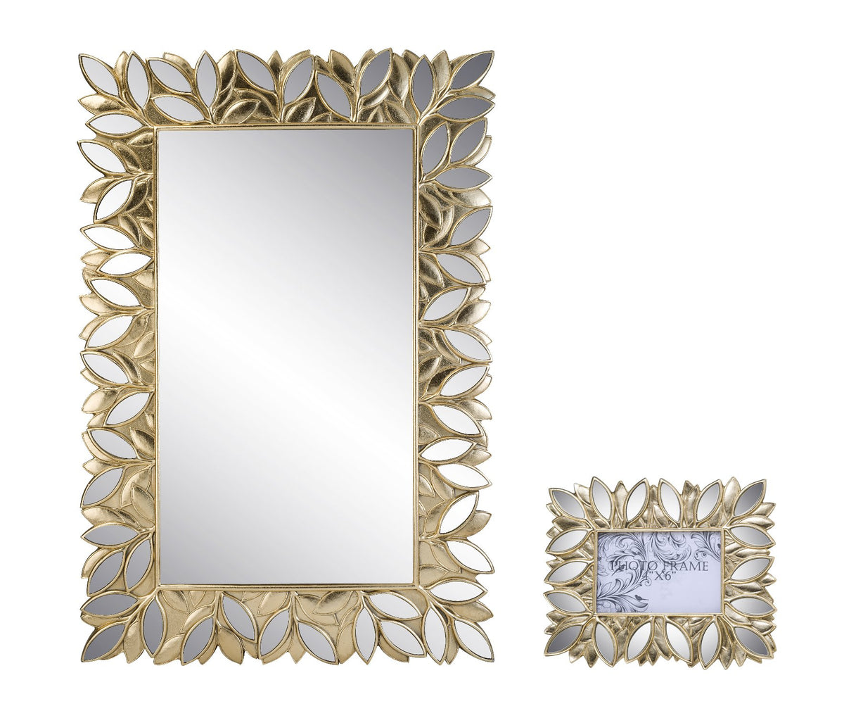 Ok Lighting Gaia Wall Plaque Mirror With Picture Frame 4X6,Gold