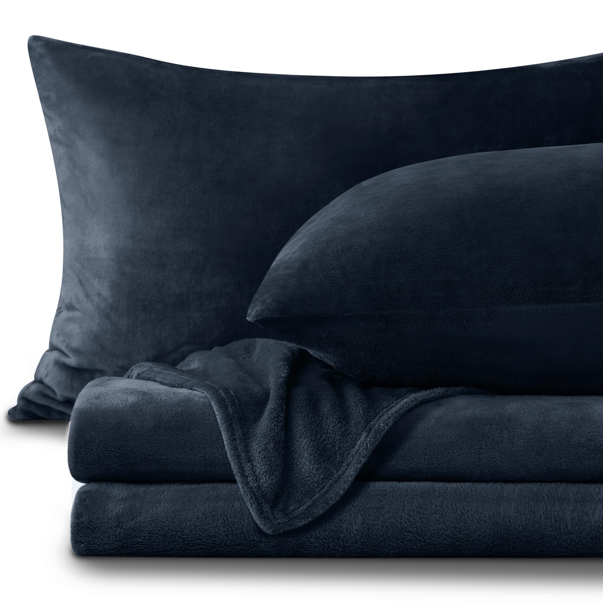 Bedelite Flannel Sheets Twin Size Navy - Super Soft Fleece Sheets Set Fluffy Extra Plush, 3 Piece(Include Fitted Sheet, Flat She