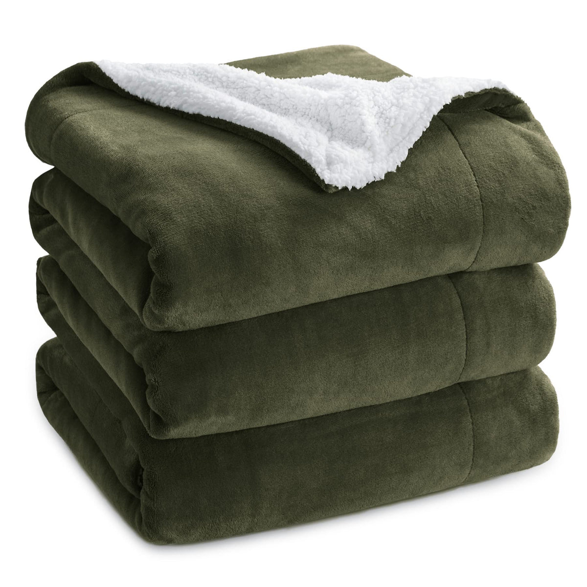Bedsure Sherpa Fleece King Size Blanket For Bed - Thick And Warm For Winter, Soft And Fuzzy Large Blanket King Size, Ivy Green,