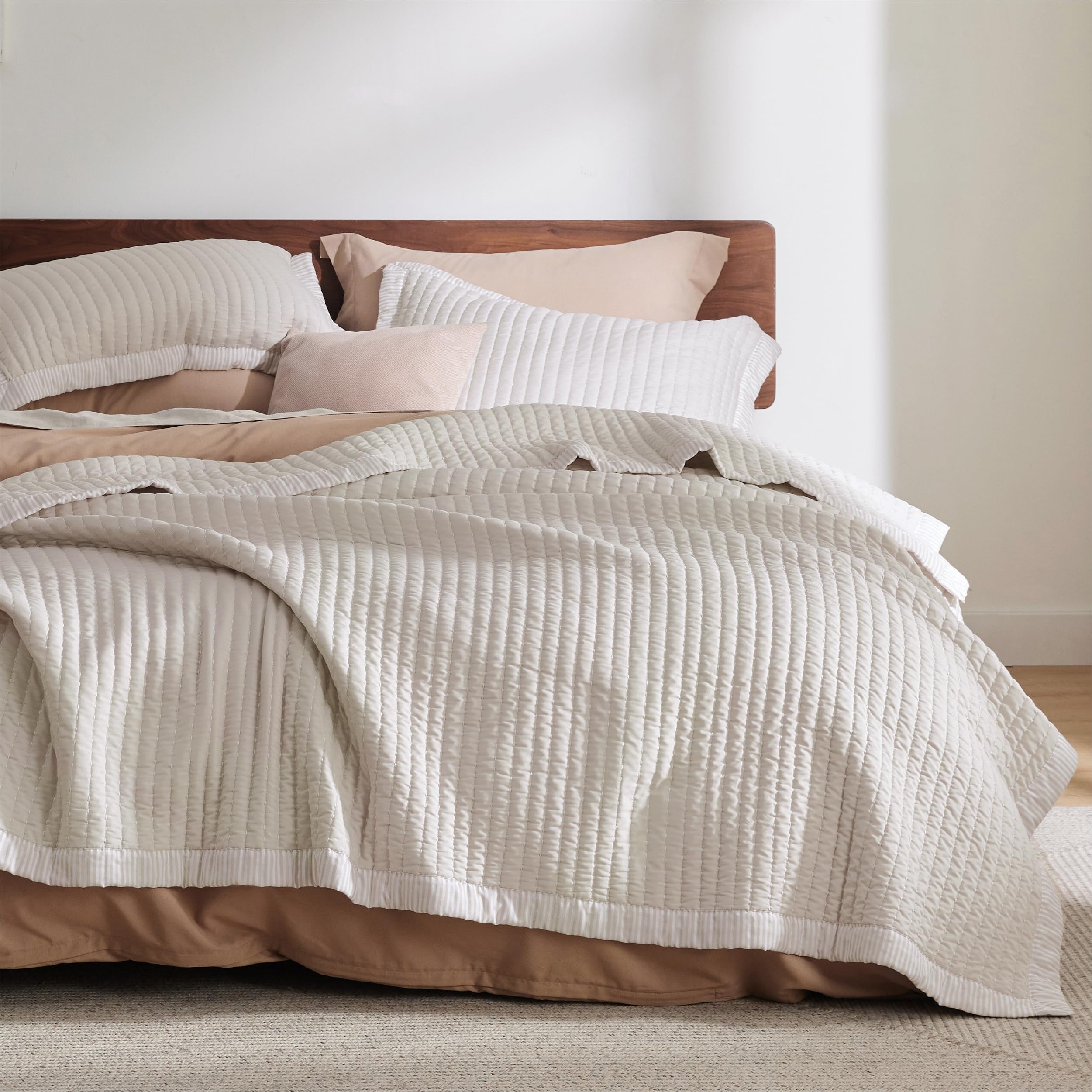 Bedsure Bone Bedspread Coverlet King Size - Lightweight Soft Quilt Bedding Set For All Seasons, Corduroy Pattern Quilt Set, 3 Pi