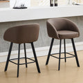 Firavoe Bar Stools Set Of 2, 26' Swivel Counter Height Bar Stools With Back And Armrest, Faux Leather Kitchen Barstools Counter