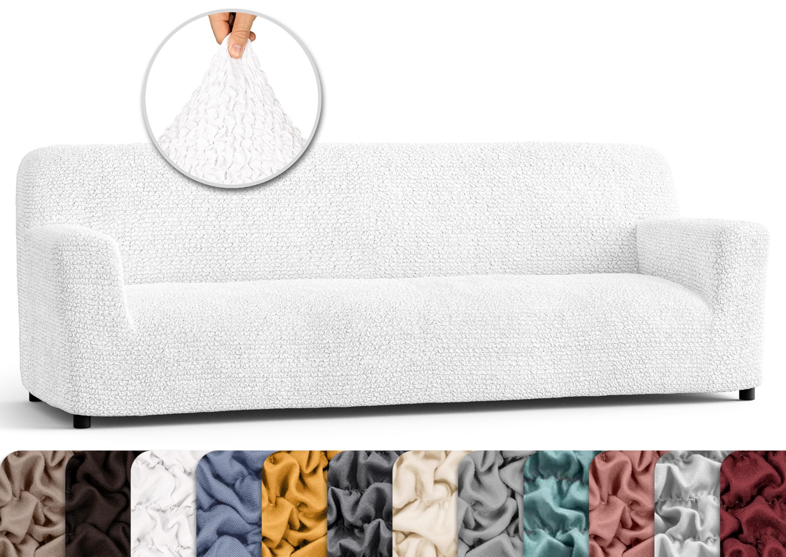 PAULATO BY GA.I.CO. Sofa Slipcover - Stretch Couch Cover - Cushion Sofa Cover - Soft Polyester Fabric Slip Cover - 1-Piece Form 