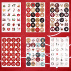 12 Sheets Christmas Advent Calendar Number Stickers, 1-24 Christmas Countdown Calendar Stickers For Diy Gifts Xmas Craft Christm