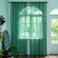 Deeprove Dark Emerald Green Lace Sheer Curtains 84 inches Long 2 Panels Set, Hunter Florals Vintage Window Treatment Xmas Christ