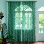 Deeprove Dark Emerald Green Lace Sheer Curtains 84 inches Long 2 Panels Set, Hunter Florals Vintage Window Treatment Xmas Christ