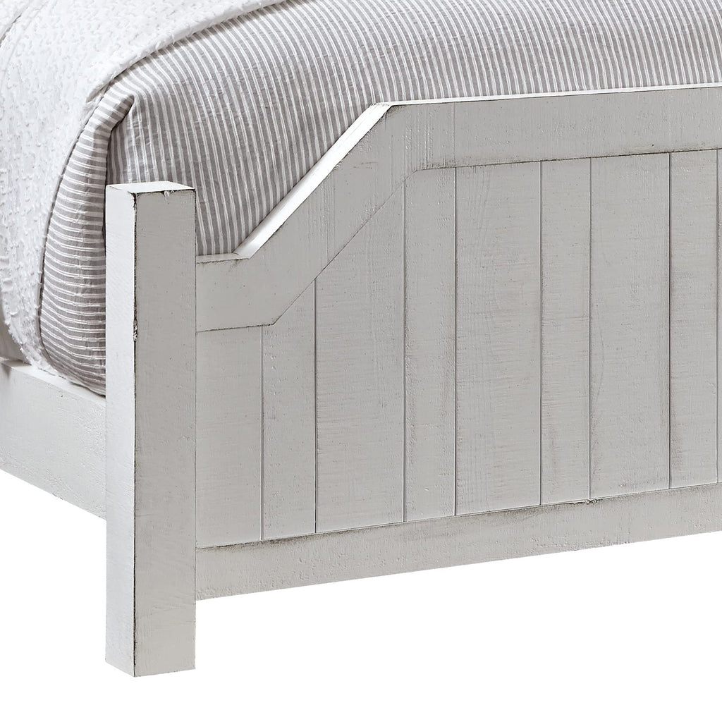 Progressive Furniture Elmhurst King Post Bed Distressed Cotton White