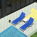 Domi Patio Chaise Lounge Chair Set Of 3,Outdoor Aluminum Polypropylene Sunbathing Chair With Adjustable Backrest,Arm,Side Table,For Beach,Yard,Balcony,Poolside(2 Blue Chairs + 1 Side Table)