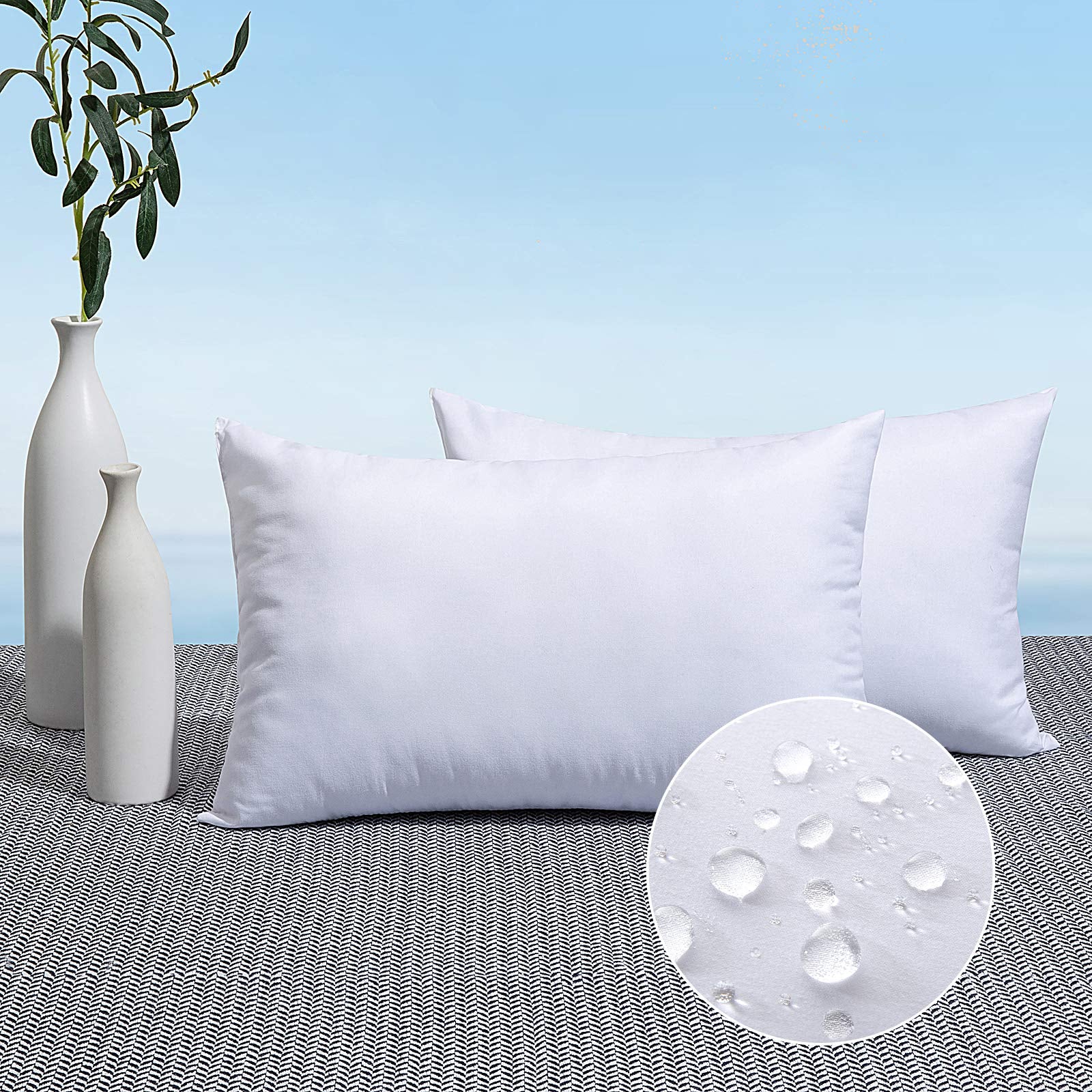 Miulee Pack Of 2 20X26 Outdoor Pillow Inserts, Outdoor Throw Pillows Water-Resistant Decorative Premium Rectangle Pillow Stuffer