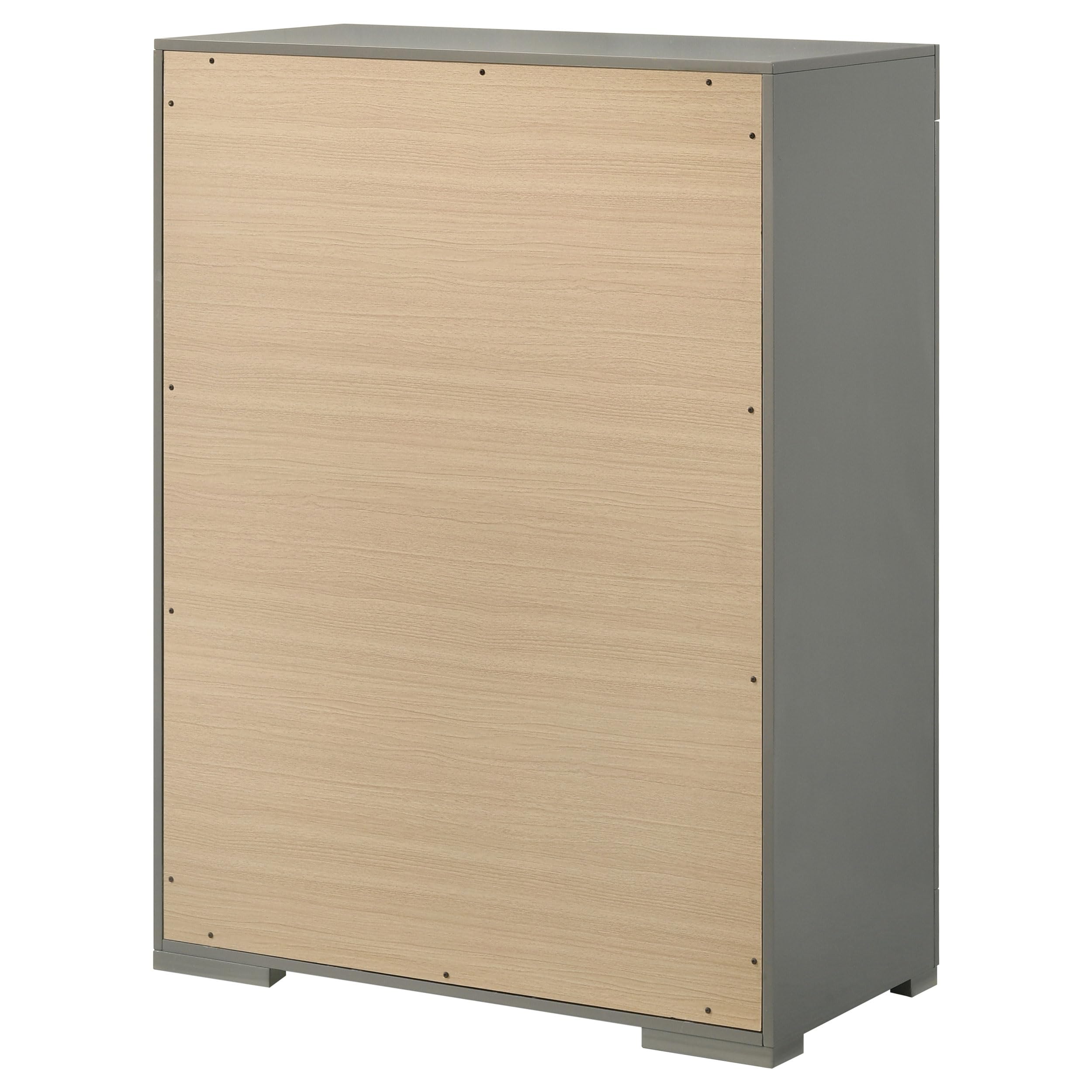 Coaster Home Furnishings Ives Contemporary Wood 5-Drawer Bedroom Chest of Drawers Chiffonier Clothing Storage Cabinet Bedroom Armoire Tall Dresser Organizer Unit Grey High Gloss 224975