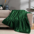 Vonty Satin Throw Blanket Dark Green Satin Blankets 60X80 Inches, Cooling & Silky Throw Blanket Wrinkle-Free Cable Knit Throw Bl