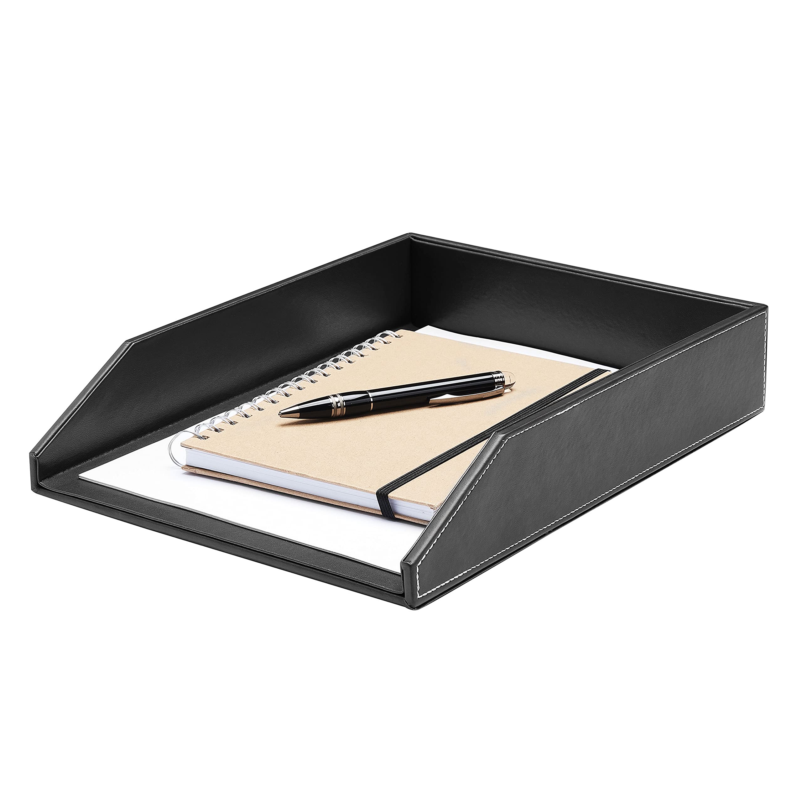 Gallaway Leather Letter Tray Desk Organizer - Paper Tray For Desk,Pu Leather Tray Perfect For Office Organization, Document Hold