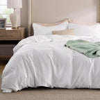 Bedsure White Duvet Cover King Size - Moisture Wicking And Silky Eucalyptus Lyocell Cotton Hybrid Comforter Cover Set For Hot Sleeper - Buttery Soft And Breathable, Cooling Bedding Set, Bright White