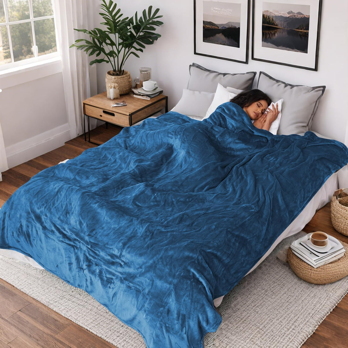 Minervada Heated Blanket Electric Blanket Twin Size 62'X84', 4 Heating Levels 10 Hrs Auto Shut Off Soft Warmer Flannel Blanket