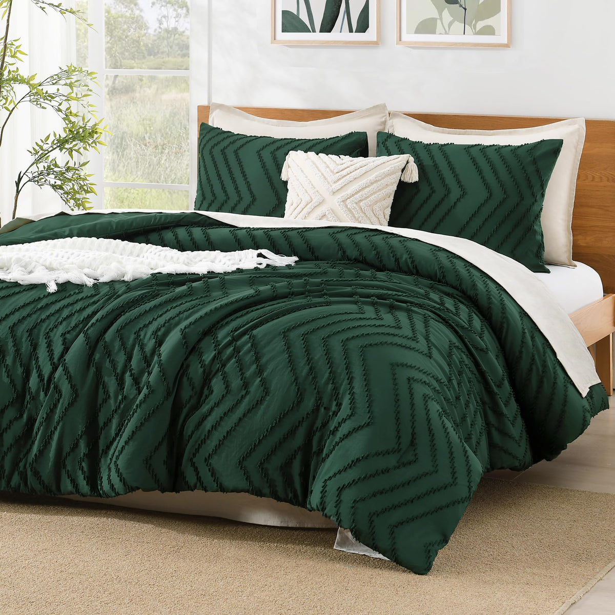Litanika Oversized King Comforter Set Super King Size 120X120, 3 Pieces Grayish Blue Chevron Tufted Solid Bedding Comforter Sets