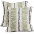 Aytipun Navy Blue Lime Green Pillow Covers 20X20 Set Of 2 Gray Grey Dot Print Striped Decorative Outdoor Pillowcases Boho Rustic