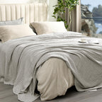 Phf Cooling Waffle Blanket King Size, Lightweight 60% Rayon Derived From Bamboo & 40% Cotton Breathable Blanket For Hot Sleepers, Soft And Luxury For Bed Couch And Sofa, 104'X90', Grey