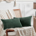 Fancy Homi Set Of 2 Dark Green Lumbar Decorative Throw Pillow Covers 12X20 Inch For Living Room Couch Bed, Boho Farmhouse Forest