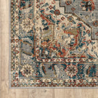 HomeRoots Grey Polypropylene 5’ x 7’ Gray and Rust Distressed MedallionArea Rug