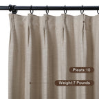 Twopages Linen Pinch Pleated Drape For Apartment, Burlywood Room Darkening Light Filtering Double Layer Lined Curtain Window Tre