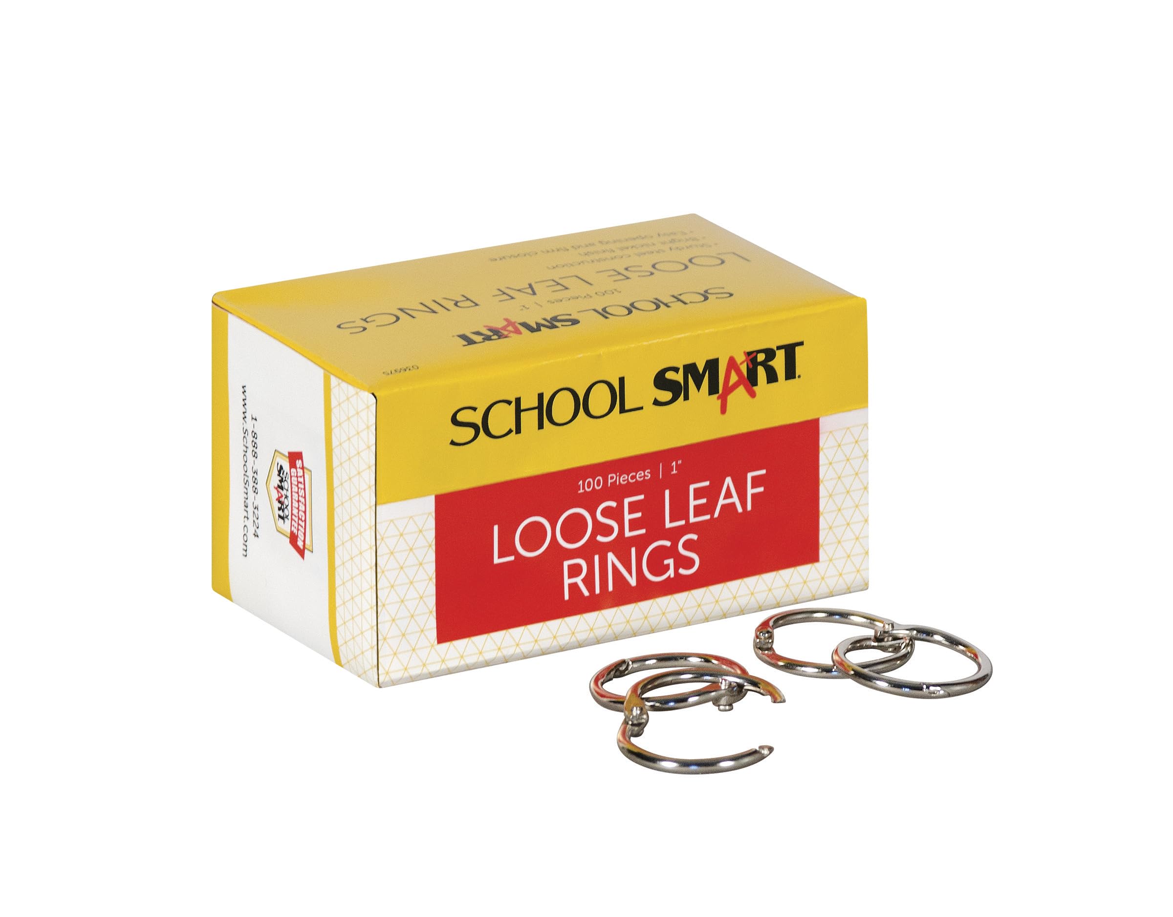 School Smart Nickel Plated Steel Loose Leaf Ring, 1 Inch, Pack Of 100 - 36975
