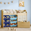 EXPERLAM Kids Toy Organizer, Scalloped Shelf, 9 Blue Bins, Toy Chest