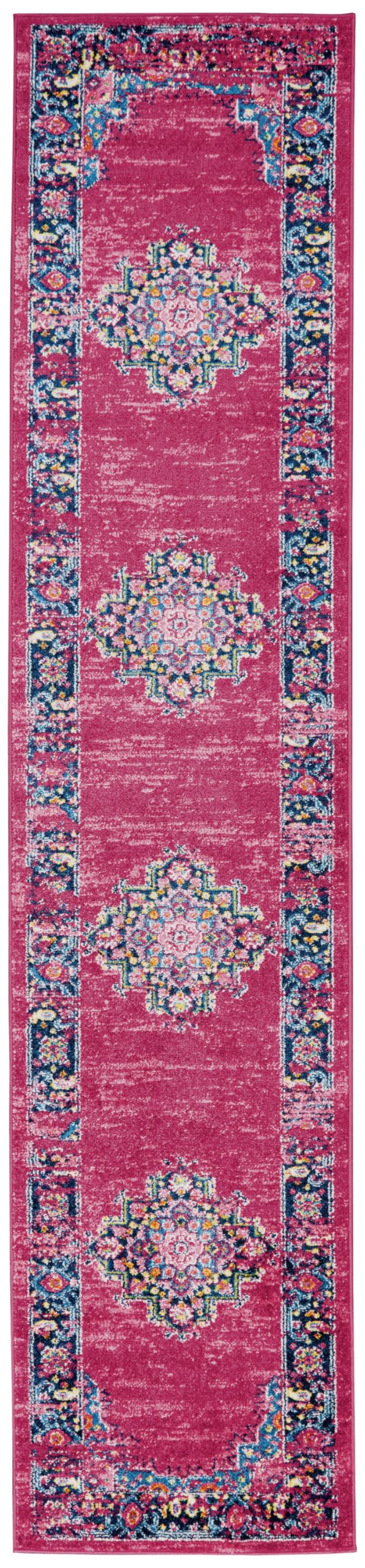 Nourison Passion Fuchsia 2'2' X 10' Area Rug, Boho, Traditional, Easy Cleaning, Non Shedding, Bed Room, Living Room, Hallway, (10' Runner)