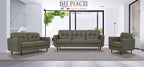 Acme Radwan Tufted Leather Sofa in Pesto Green