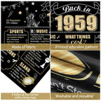 Eiurteao 65Th Birthday Decorations Back In 1959 Banner Backdrop For Women Men, Black Gold Happy 65 Birthday Sign Poster Party Su