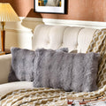 Amhoo Pack Of 2 Throw Pillow Covers 3D Dense Faux Rabbit Fur Cozy Super Soft Fuzzy Set Case Cushion For Couch Sofa Bedroom 12 X
