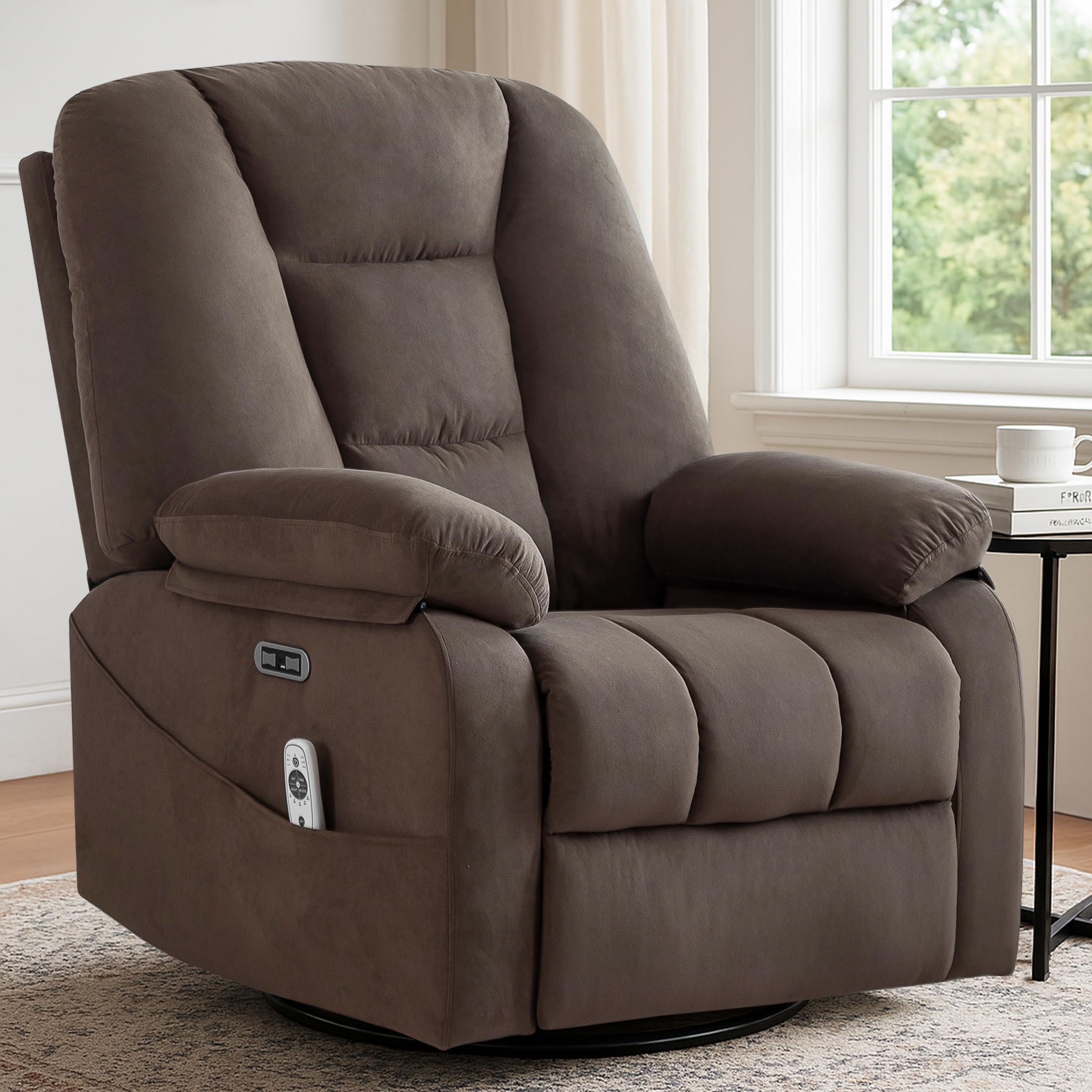 Sftaiyou Power Swivel Rocker Recliner Chair for Adults,Rocking Recliners Chairs with Massage and Heat for Living Room, Electric 