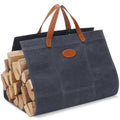 G GOOD GAIN Firewood Carrier Waxed Canvas with Leather Handles, Wood Carrier for Firewood, 36x18.5 in Heavy Duty Firewood Storag