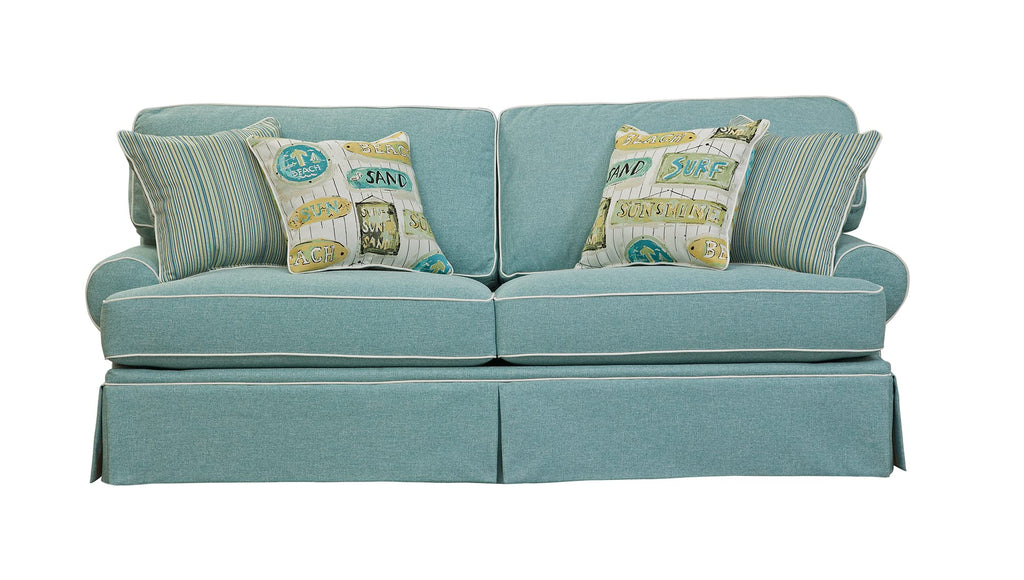 American Furniture Classics Model 8-040M-S275A Coastal Aqua Series Sleeper Sofa With Four Accent Pillows