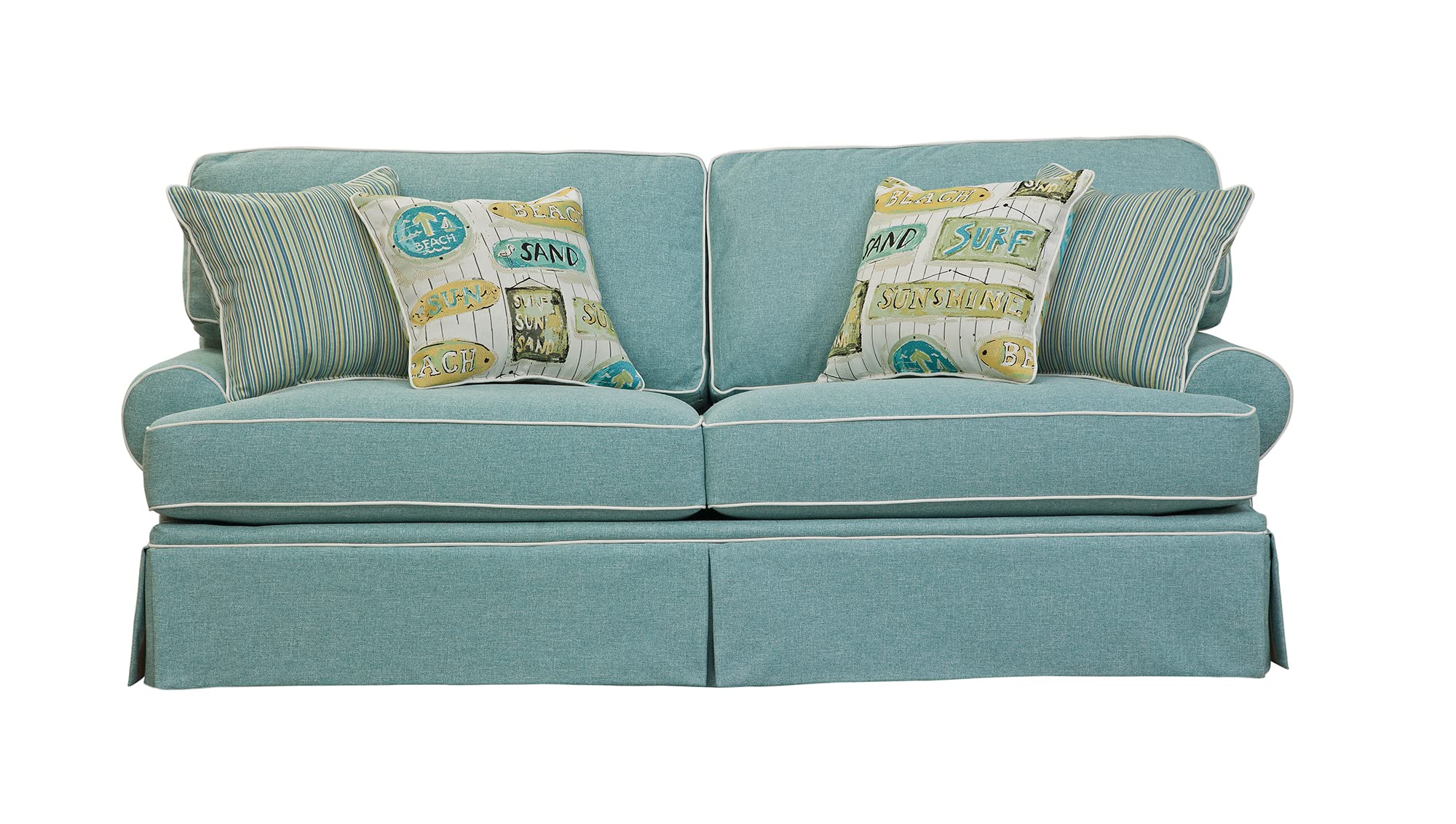 American Furniture Classics Model 8-040M-S275A Coastal Aqua Series Sleeper Sofa With Four Accent Pillows