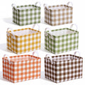 Teecyhooo 6 Pack Plaid Canvas Baskets Rectangular Storage Bins, Fall